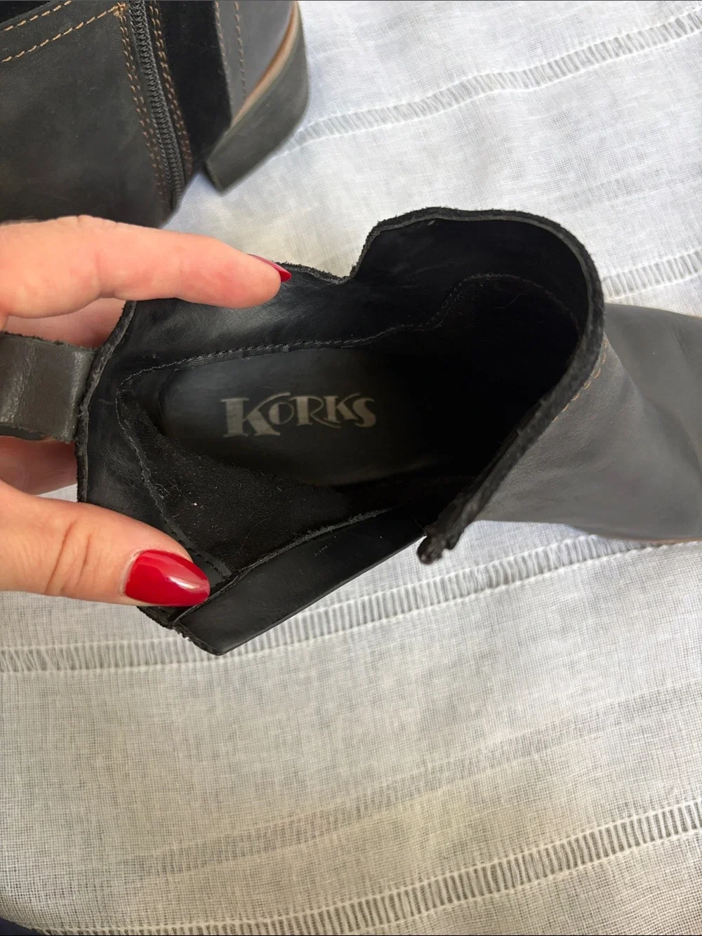 Korks Black Leather and Suede Ankle Booties